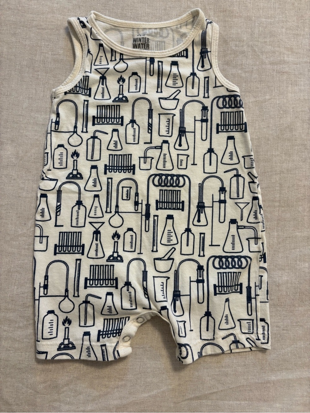 Winter Water Factory Organic Cotton Sleeveless Chemistry Print Romper 3M